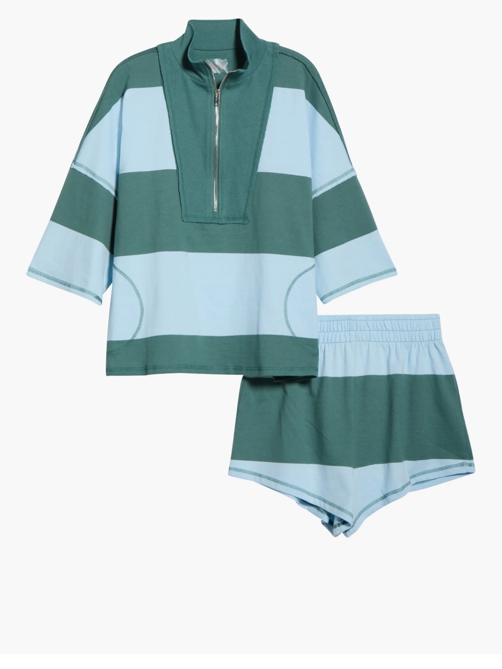 NWT FP Movement by Free People Retro Rugby Set Heritage Green Combo Size Medium